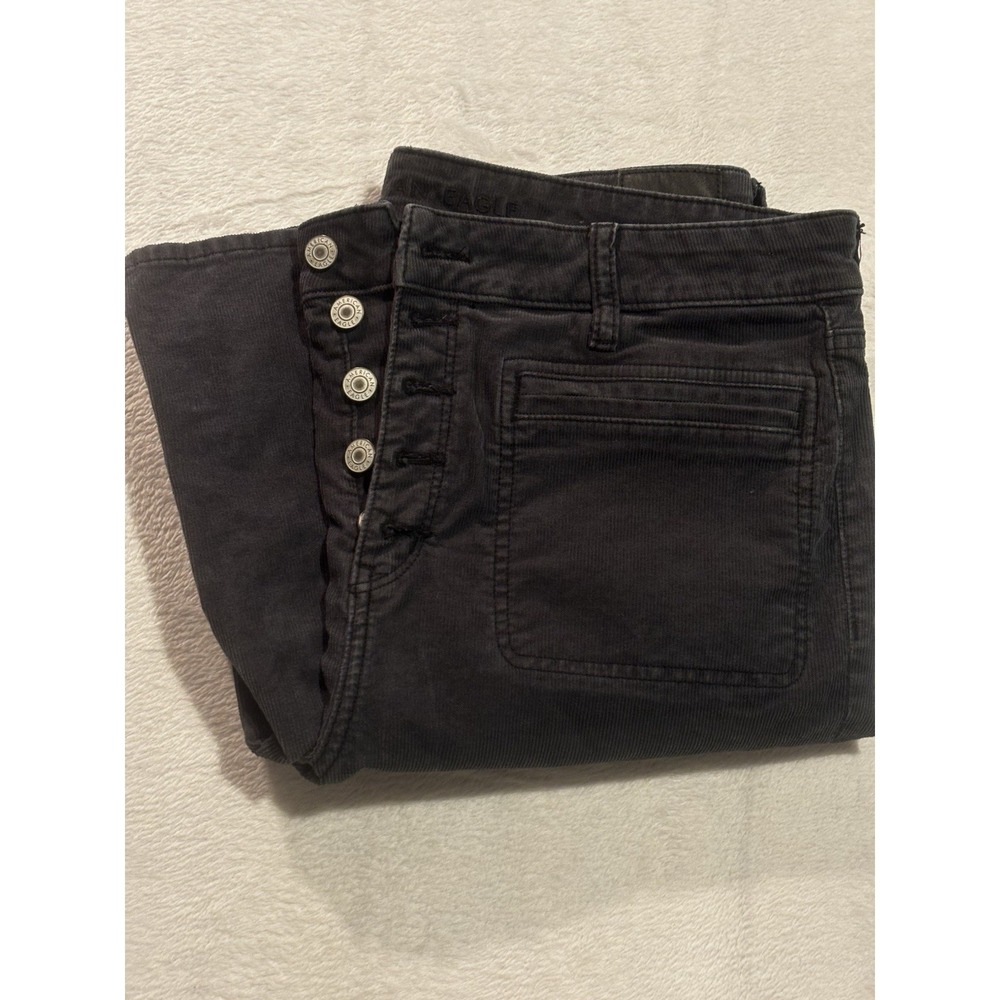 American Eagle Corduroy Pants Women's Size‎ 16 Boho Flare Gray Button Fly